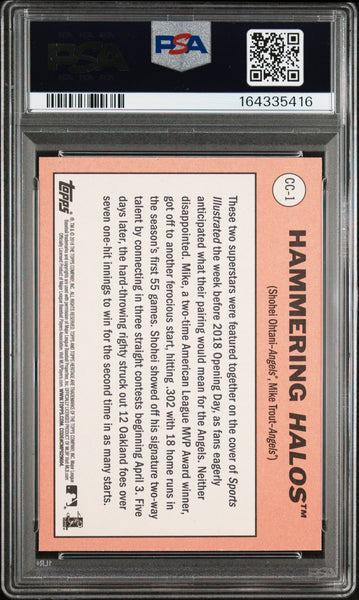 Shohei Ohtani Trout - 2018 Topps Heritage Combo Hammering Halos PSA 10