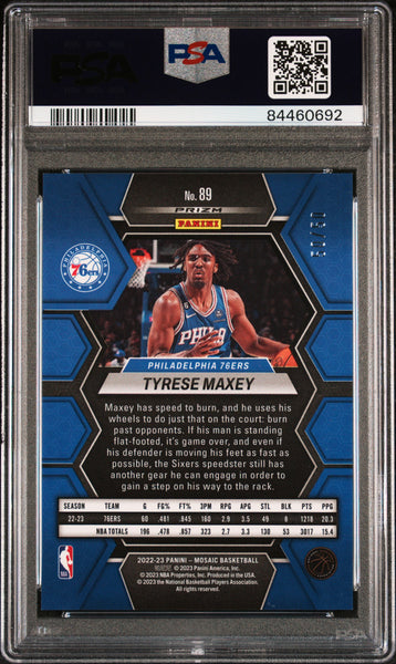 Tyrese Maxey - 2022 Panini Mosaic Purple Fast Break PSA 10