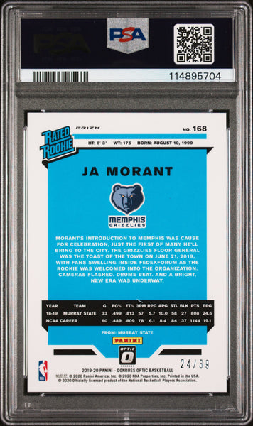 Ja Morant - 2019 Panini Donruss Optic Black Velocity PSA 9 24/39