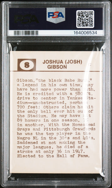 Josh Gibson - 1974 Laughlin Old-Time Black Stars #8 PSA 4