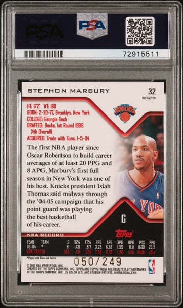 Stephon Marbury - 2004 Finest Refractor PSA 10 50/249
