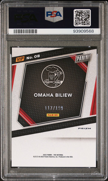 Omaha Biliew - 2023 Panini National Vip Gold Prospects Red Sparkle PSA 9