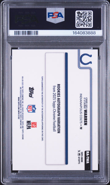 Tyler Warren - 2025 Topps Chrome Rookies Autograph Black Lava PSA 8 /10 07/10