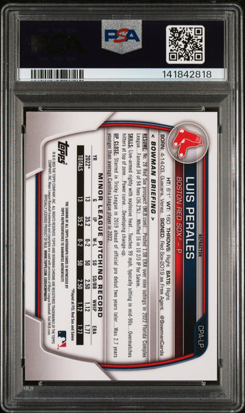 Luis Perales - 2023 Bowman Chrome Prospect Autographs Refractor PSA 9 469/499 69/499