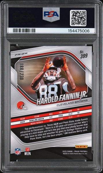 Harold Fannin JR. - 2025 Panini Prizm Blue Wave PSA 10