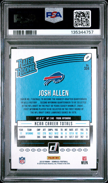 Josh Allen - 2018 Panini Donruss PSA 10