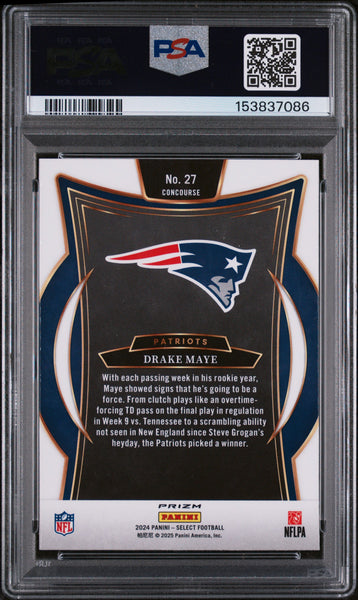 Drake Maye - 2024 Panini Select Black & Orange Shock PSA 10