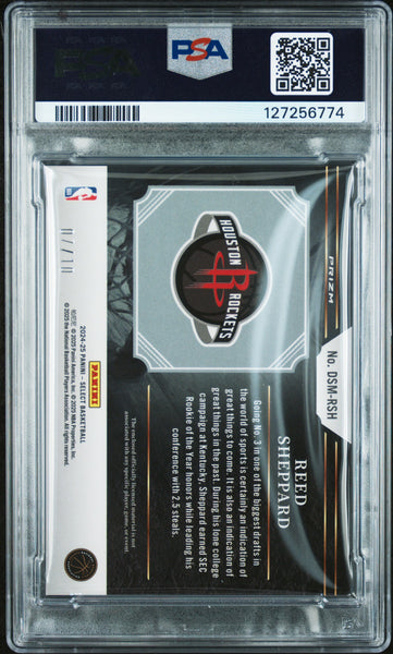 Reed Sheppard - 2024 Panini Select Draft Selections Memorabilia GLD PRZ PSA 7