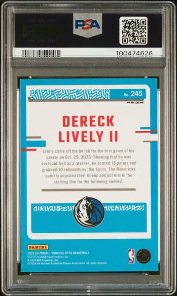 Dereck Lively II - 2023 Panini Donruss Optic Jazz PSA 10