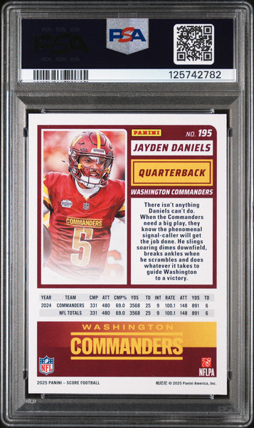 Jayden Daniels - 2025 Panini Score Showcase PSA 10 008/250