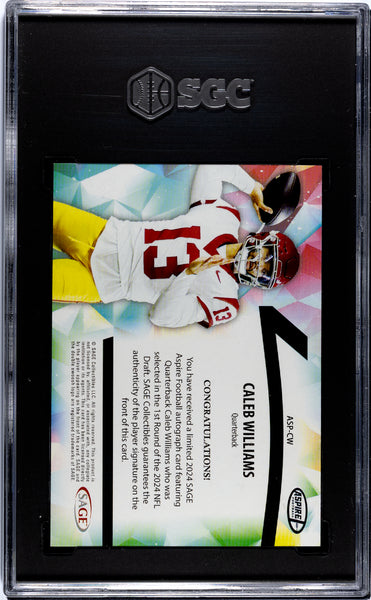 Caleb Williams - 2024 Sage Aspire SAGE Autograph Blue Foil SGC 9 ssp