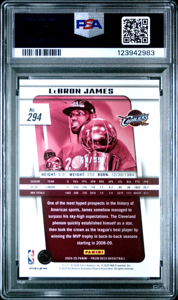 LeBron James - 2024 Panini Prizm Deca Purple PSA 10 40/99