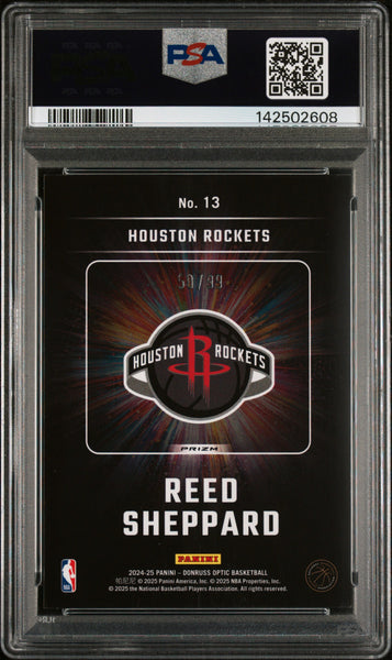 Reed Sheppard - 2024 Panini Donruss Optic Lights Out Red Rookie 50/99 PSA 10