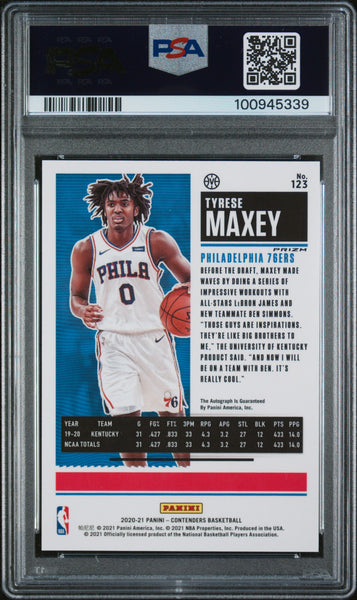 Tyrese Maxey - 2020 Panini Contenders Var Premium Edition Autograph PSA 10