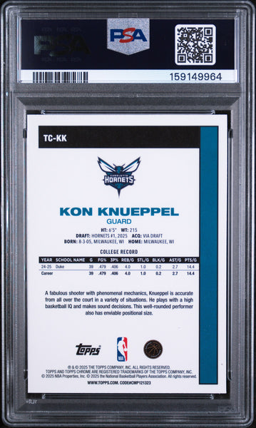 Kon Knueppel - 2025-26 Topps Silver Mojo Topps Chrome Basketball Rookie PSA 9