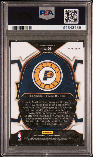 Bennedict Mathurin - 2022 Panini Select Green White Purple PSA 9