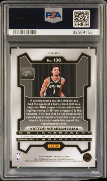 Victor Wembanyama - 2023 Panini Prizm Pink Ice PSA 10 Rookie #136