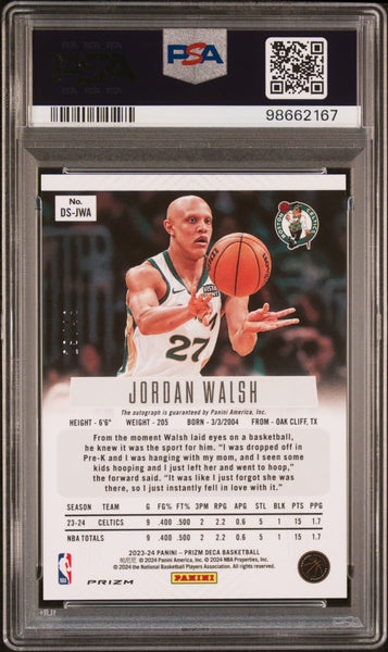 Jordan Walsh - 2023 Panini Prizm Deca Signatures Blue PSA 9