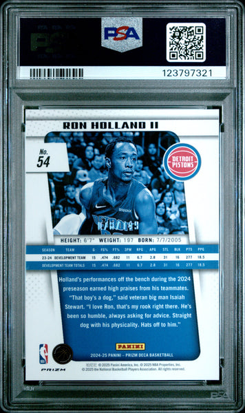 Ron Holland II - 2024 Panini Prizm Deca Blue PSA 10