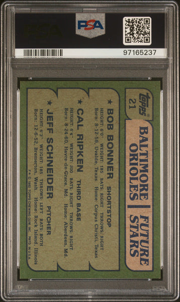 Orioles Future Stars - 1982 Topps Bonner Ripken Schneider PSA 7