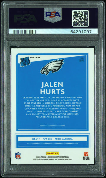 Jalen Hurts - 2020 Panini Donruss Optic Holo PSA 10