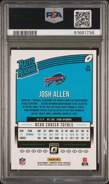 Josh Allen - 2018 Panini Donruss Optic PSA 10