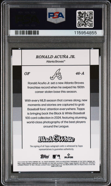 Ronald Acuna JR. - 2024 Topps Black And White Autograph Orange PSA 10 1/5
