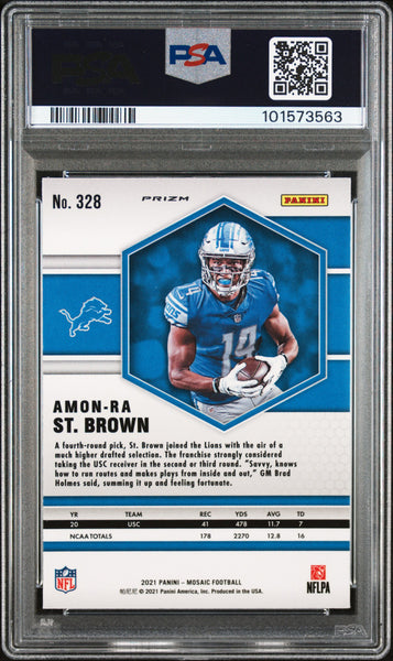 Amon-Ra ST. Brown - 2021 Panini Mosaic Reactive Blue PSA 10