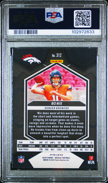 Bo Nix - 2024 Panini Mosaic Silver PSA 10