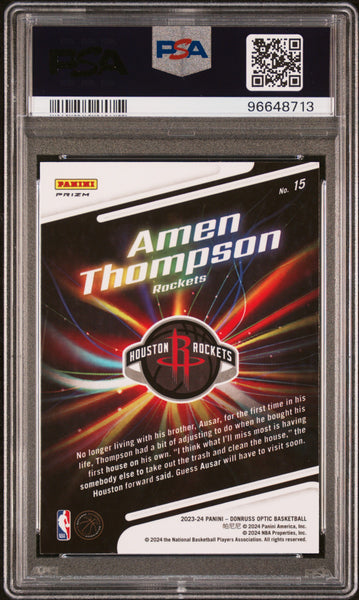 Amen Thompson - 2023 Panini Donruss Optic Lights Out Rookie Holo PSA 10