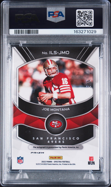 Joe Montana - 2022 Panini Spectra Illustrious Legends Auto 5/5 PSA 8
