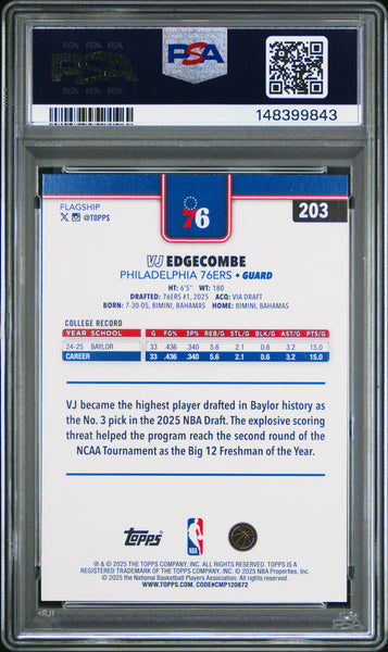 VJ Edgecombe - 2025 Topps PSA 9