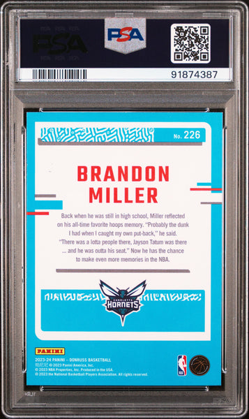 Brandon Miller - 2023 Panini Donruss Red PSA 10