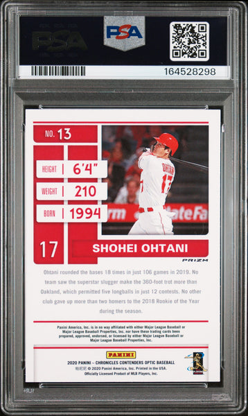 Shohei Ohtani - 2020 Panini Chronicles Contenders Optic Holo PSA 8 #13