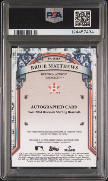 Brice Matthews - 2024 Bowman Sterling Prospect Autographs PSA 10