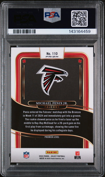 Michael Penix JR. - 2024 Panini Select Black & Red Shock PSA 8