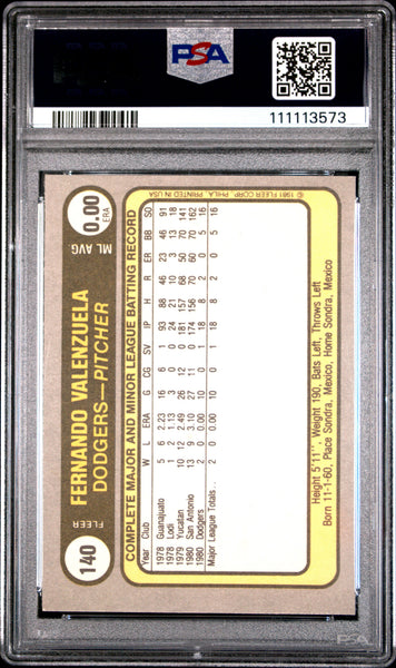 Fernando Valenzuela - 1981 Fleer PSA 8