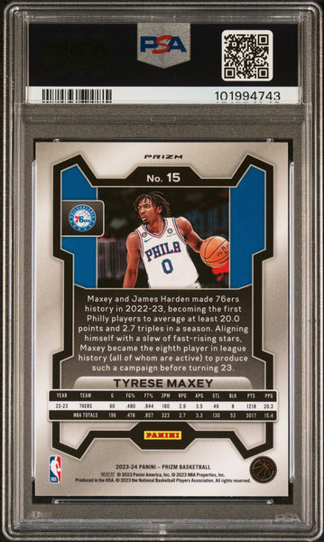 Tyrese Maxey - 2023 Panini Prizm Blue Wave PSA 10