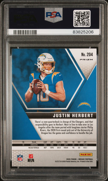 Justin Herbert - 2020 Panini Mosaic Reactive Orange PSA 10