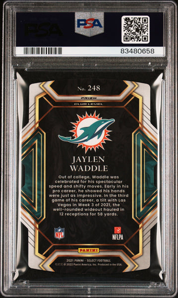 Jaylen Waddle - 2021 Panini Select D Green Yellow Prizm PSA 9