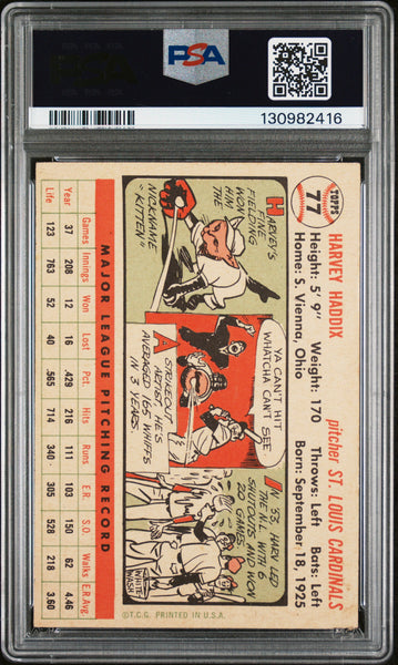 Harvey Haddix - 1956 Topps White Back PSA 5