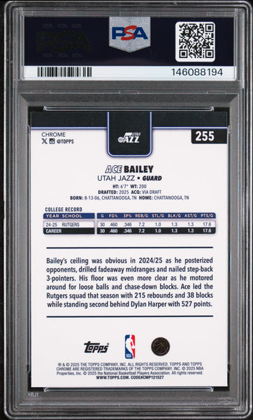 Ace Bailey - 2025 Topps Chrome X Fractor PSA 9