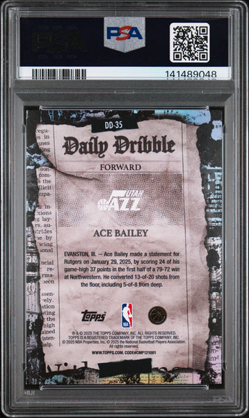 Ace Bailey - 2025 Topps The Daily Dribble PSA 9