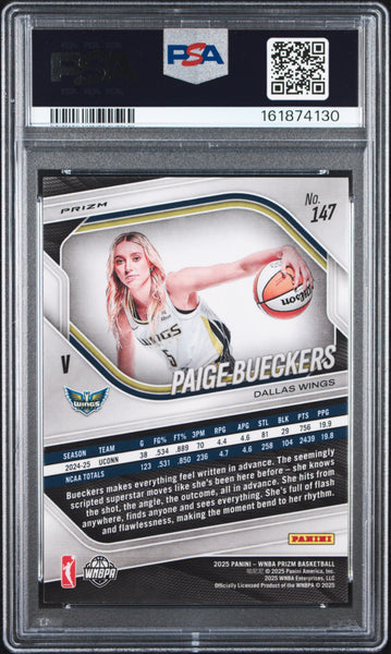 Paige Bueckers - 2025 Panini Prizm WNBA Basketball Rookie Logo DSG #147 PSA 10