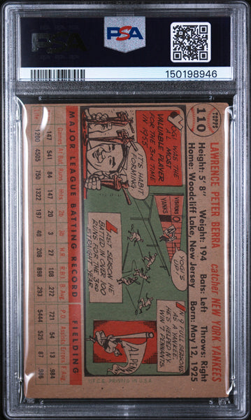 Yogi Berra - 1956 Topps Gray Back PSA 3
