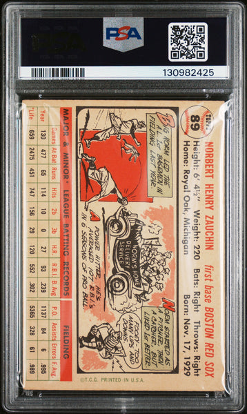 Norm Zauchin - 1956 Topps White Back PSA 4