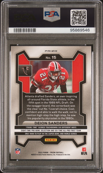 Deion Sanders - 2023 Panini Prizm Black & White Checker PSA 10 #15