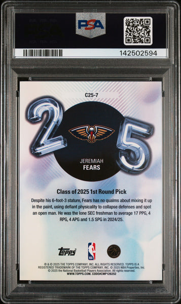 Jeremiah Fears - 2025 Topps Class Of '25 Rookie Case Hit PSA 10