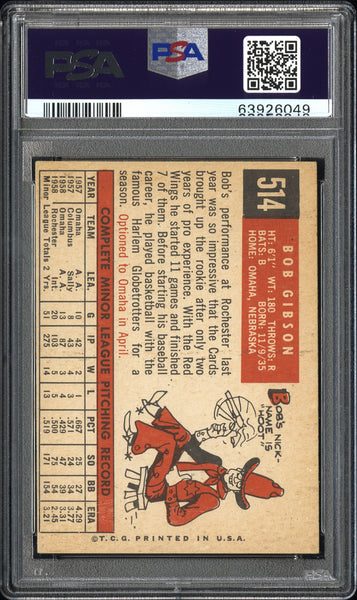 Bob Gibson - 1959 Topps PSA 4