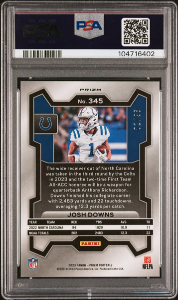 Josh Downs - 2023 Panini Prizm Blue Sparkle PSA 9
